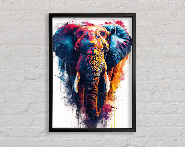 Colour Explosion Elephant Framed Print