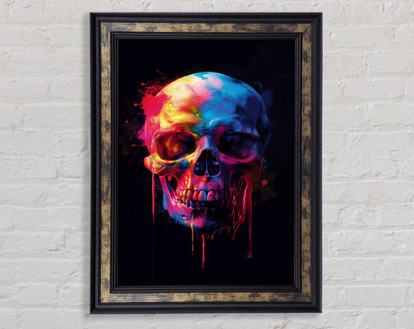 Colour Explosion Skull Framed Print