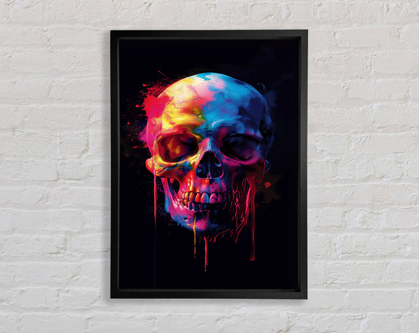 Colour Explosion Skull Framed Print