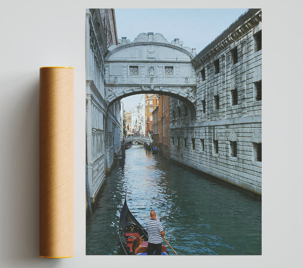 Gondola Under Blue Bridge Print