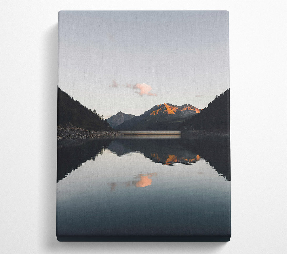  A Canvas Print of Golden Mountain Reflection Canvas Wall Art