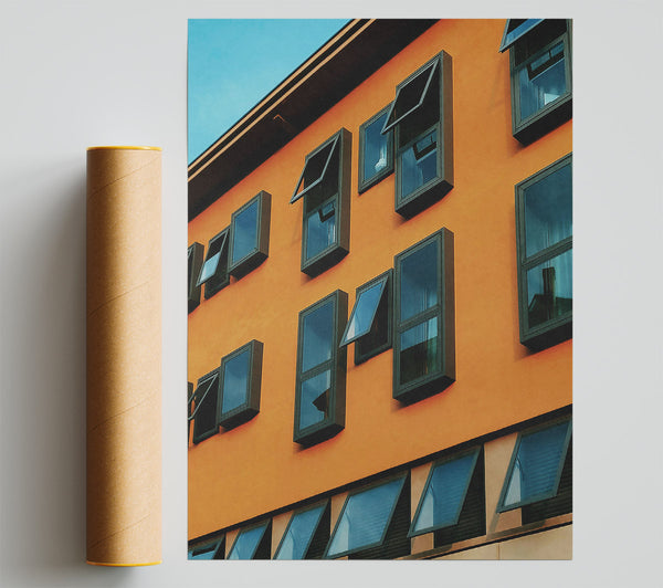 Orange Wall Windows Poster