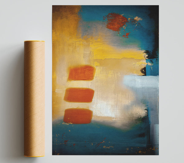 Teal Abstract Shapes Poster