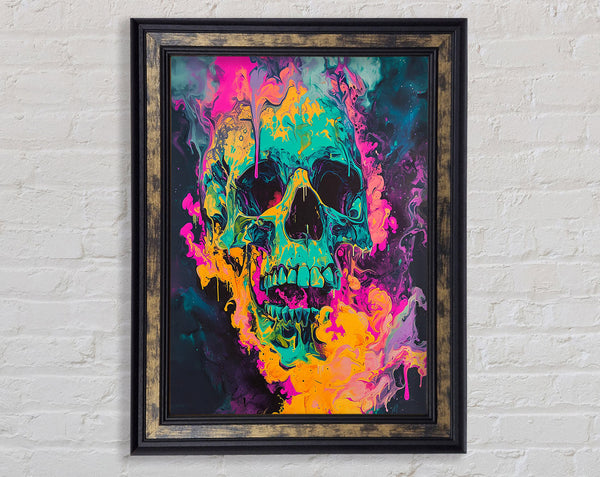 Colour Smoke Skull Framed Print