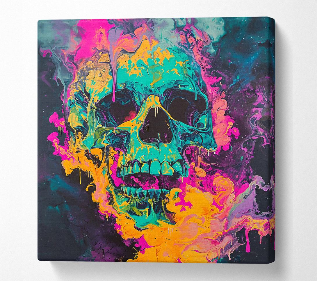  A Canvas Print of Colour Smoke Skull Canvas Print