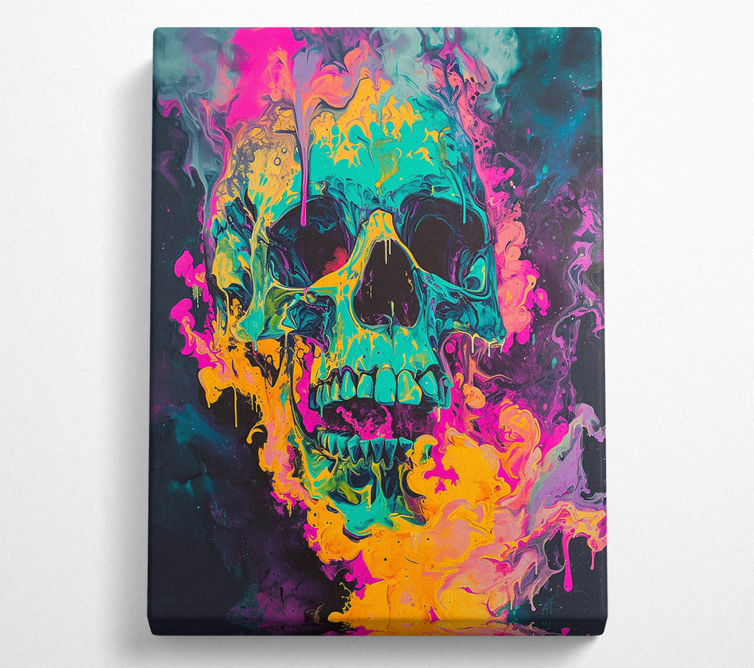  A Canvas Print of Colour Smoke Skull Canvas Print