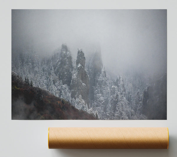 Gray Peaks In Mist Print