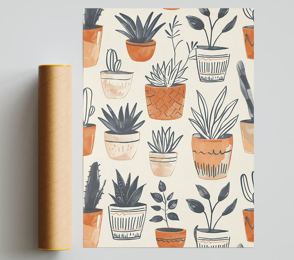 Terracotta Potted Plants Poster