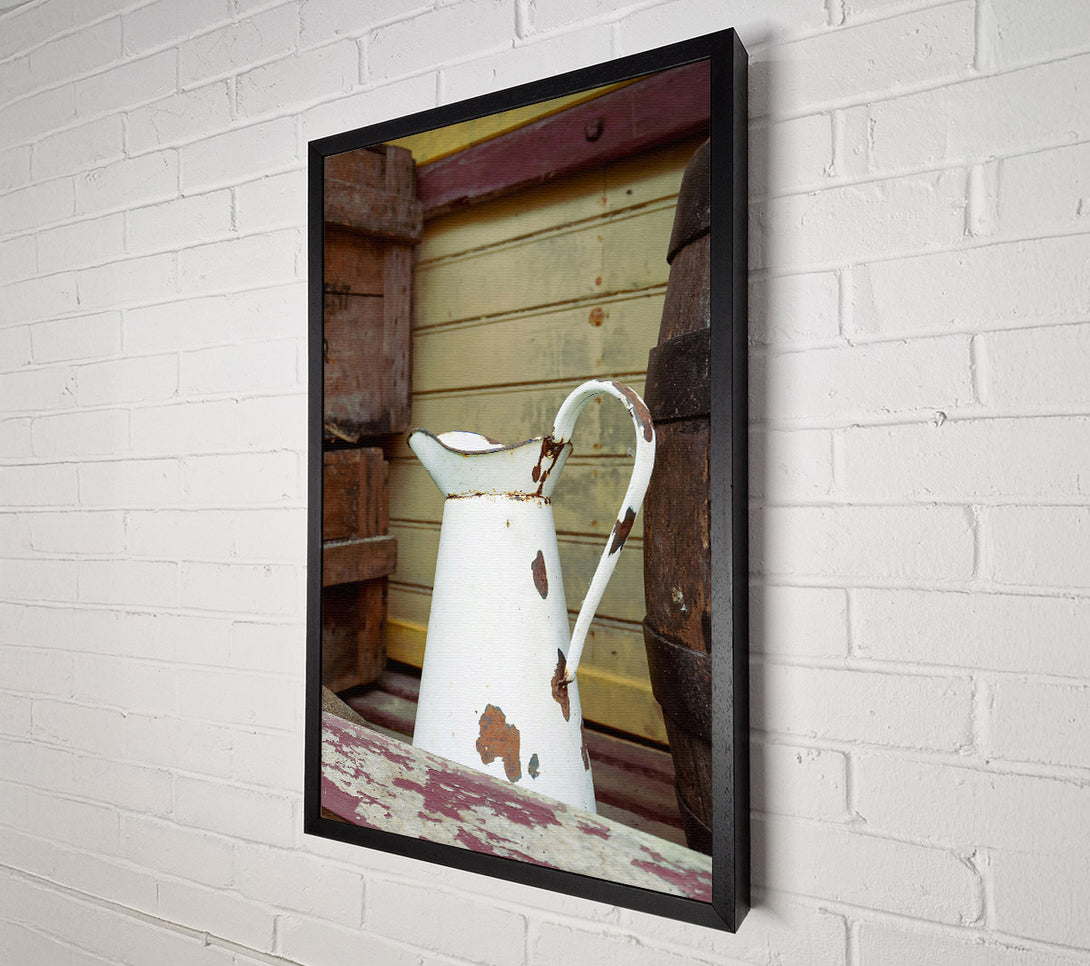  A Canvas Print of White Pitcher With Rust Spots. Canvas Wall Art