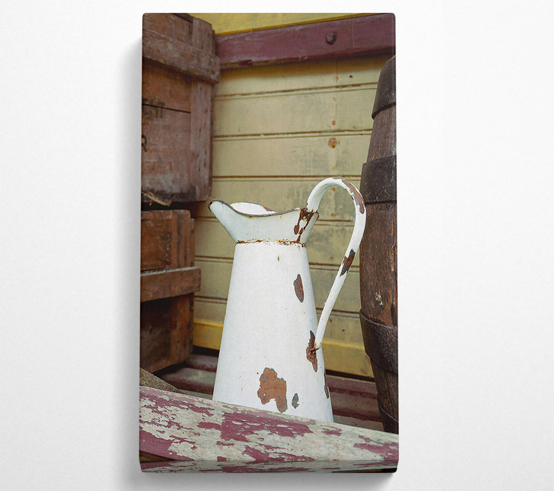  A Canvas Print of White Pitcher With Rust Spots. Canvas Wall Art