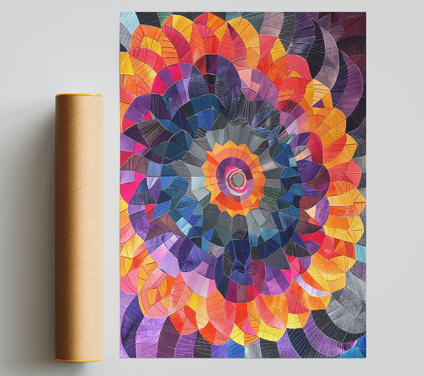 Orange Mosaic Bloom Poster