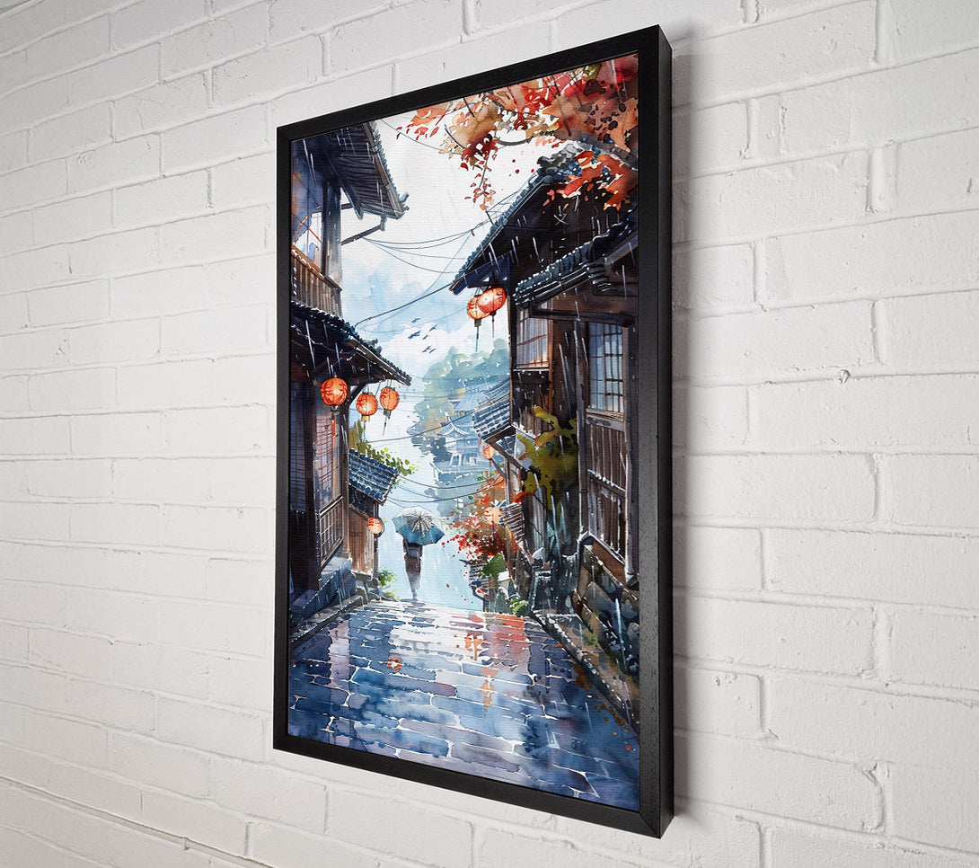  A Canvas Print of Blue Rainy Lanterns Canvas Art