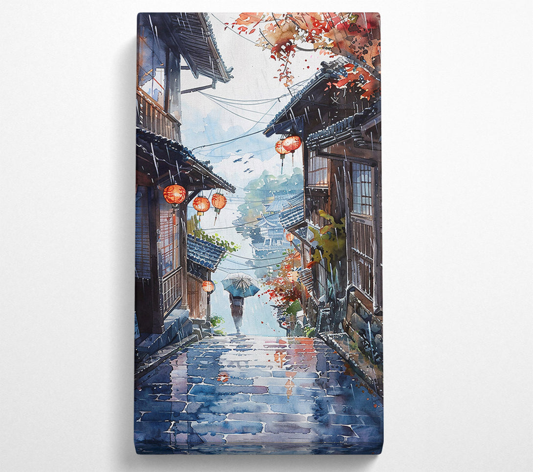  A Canvas Print of Blue Rainy Lanterns Canvas Art