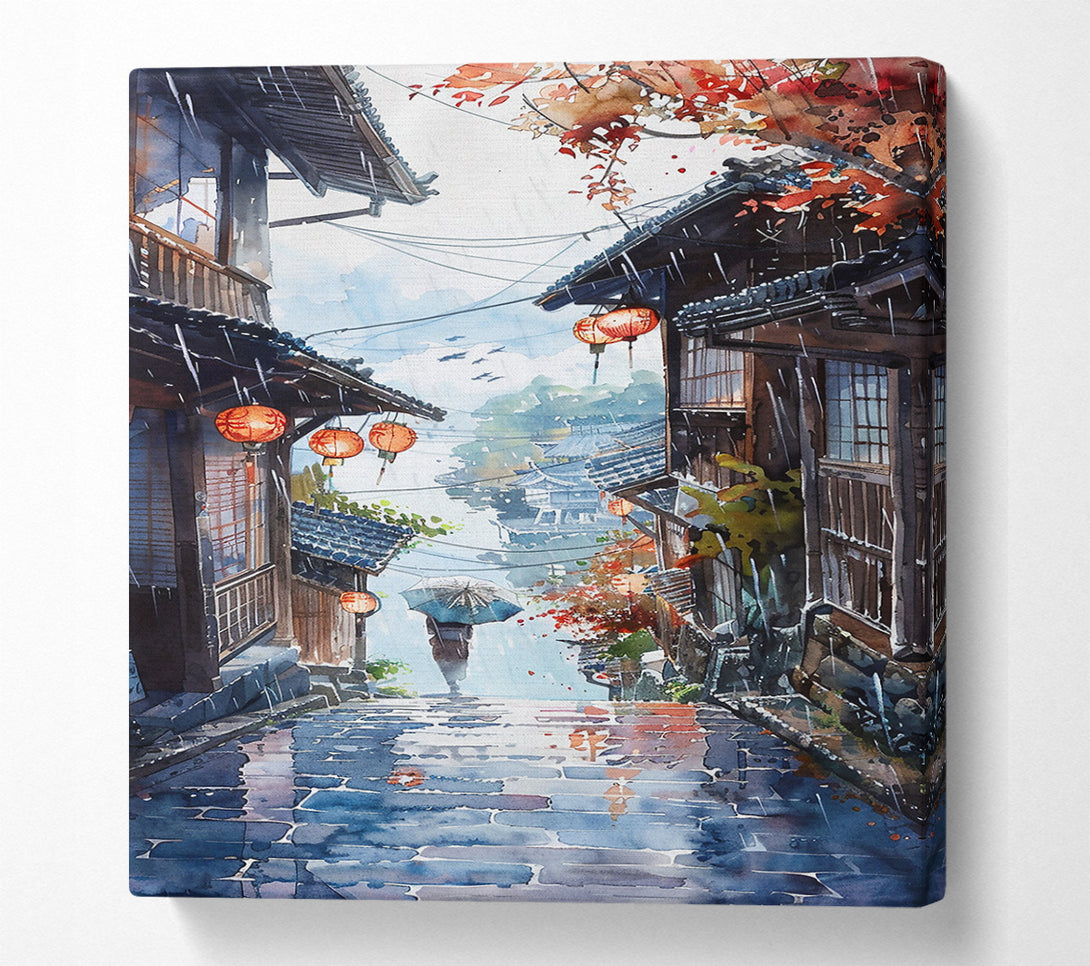  A Canvas Print of Blue Rainy Lanterns Canvas Art