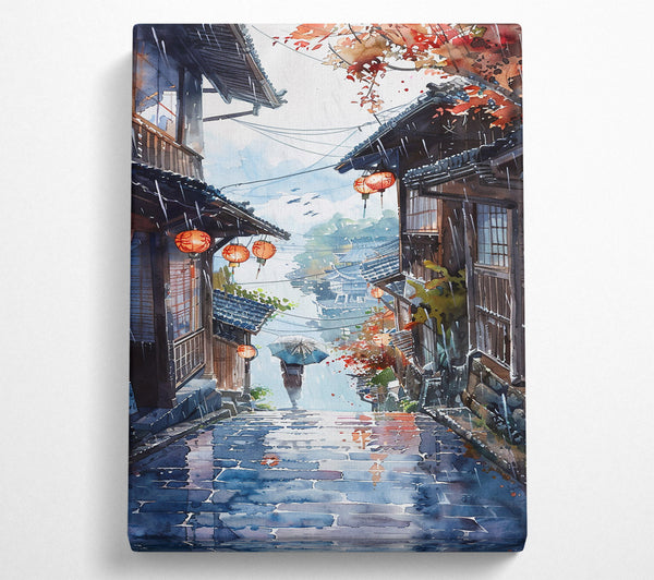  A Canvas Print of Blue Rainy Lanterns Canvas Art