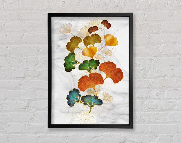 Coloured Leaves On White Framed Print