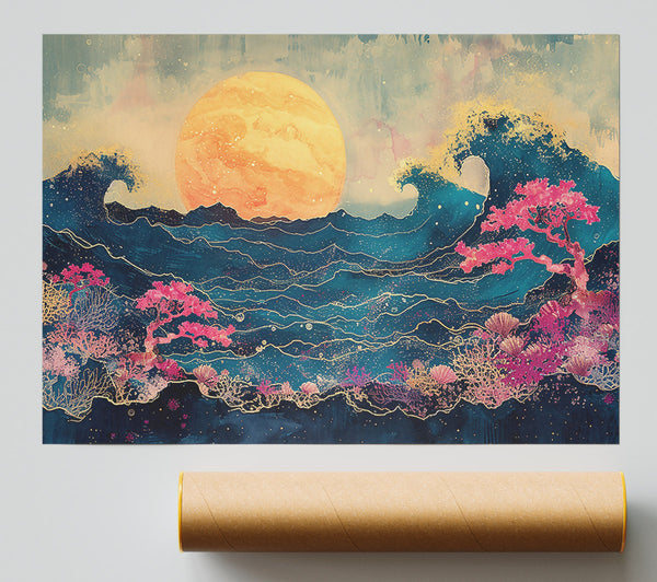 Golden Blue Serenity Giclee Print