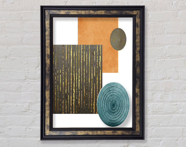Coloured Shapes With Gold Framed Print