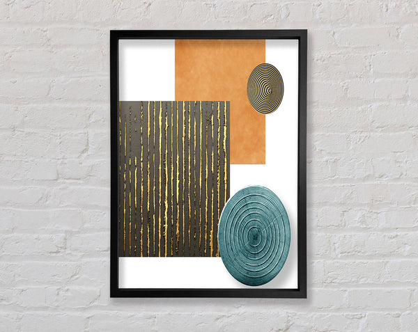 Coloured Shapes With Gold Framed Print