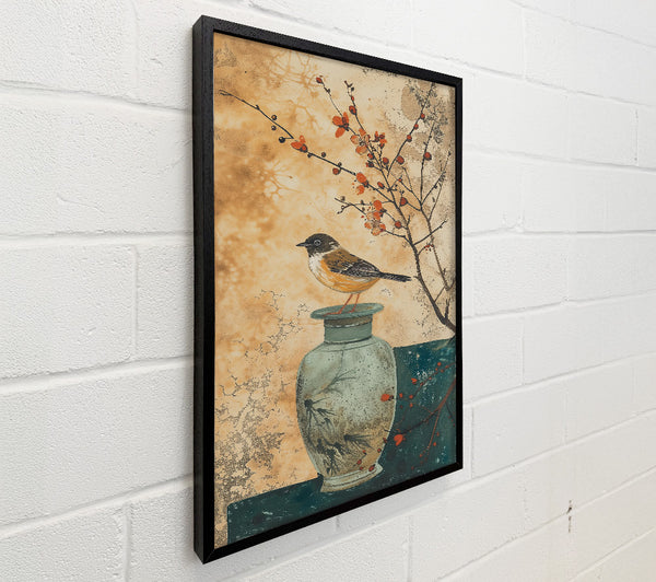 Teal Bird On Branch