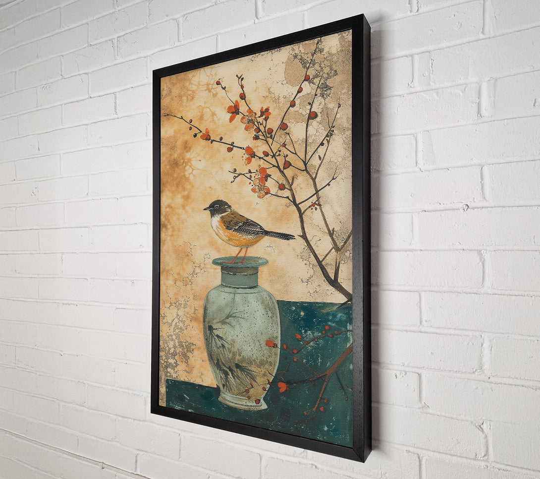  A Canvas Print of Teal Bird On Branch Canvas Wall Art