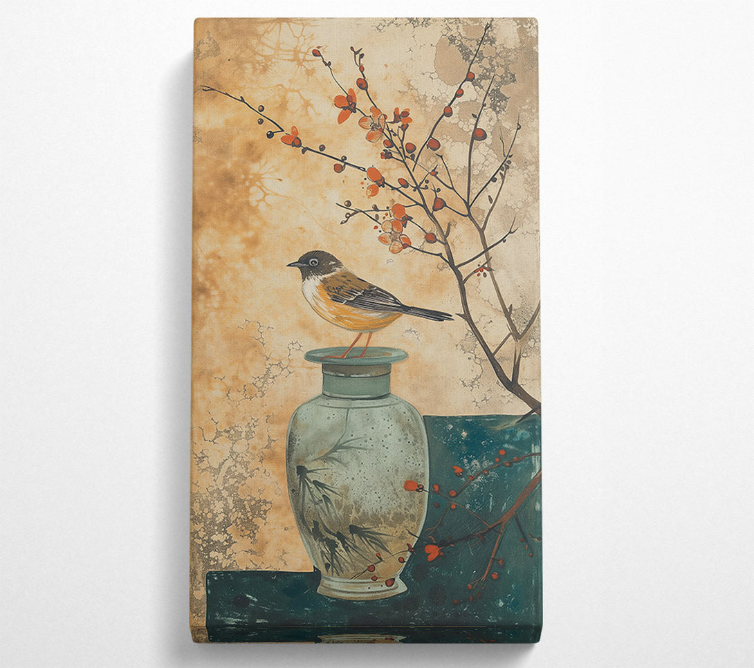  A Canvas Print of Teal Bird On Branch Canvas Wall Art