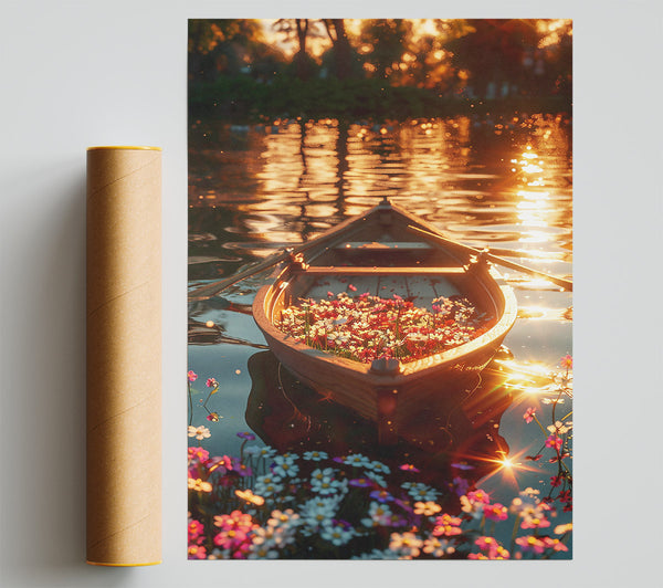 Golden Floral Boat Ride. Poster