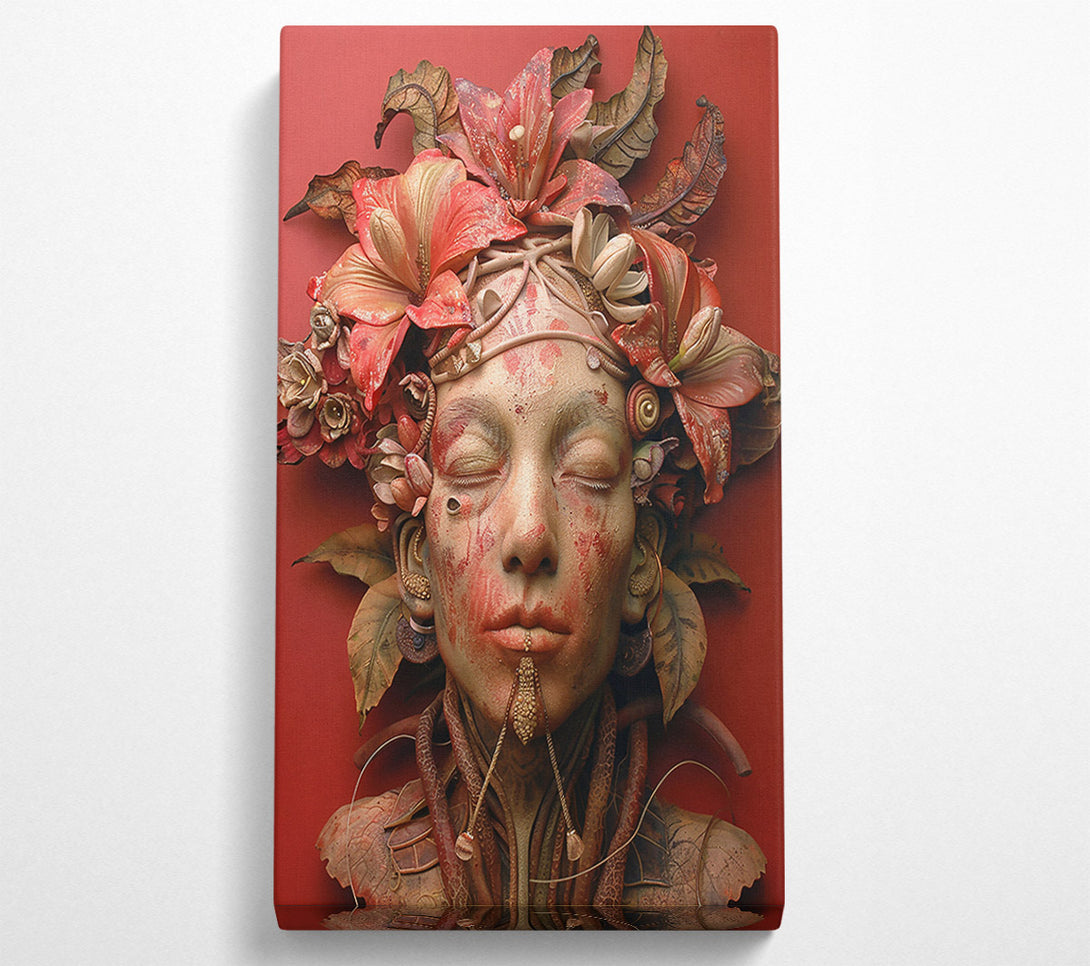  A Canvas Print of Crimson Floral Embrace Canvas Art
