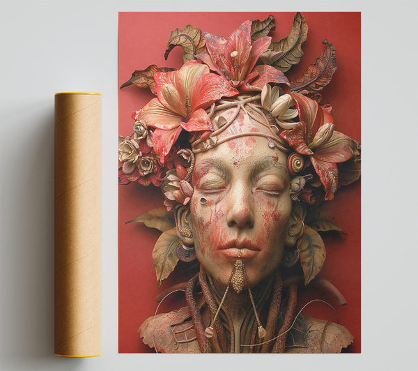 Crimson Floral Embrace Print