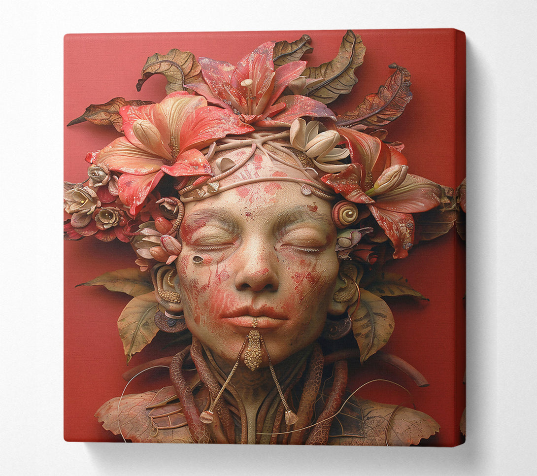  A Canvas Print of Crimson Floral Embrace Canvas Art