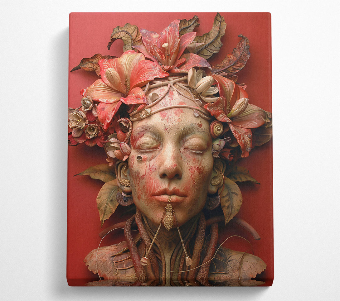  A Canvas Print of Crimson Floral Embrace Canvas Art