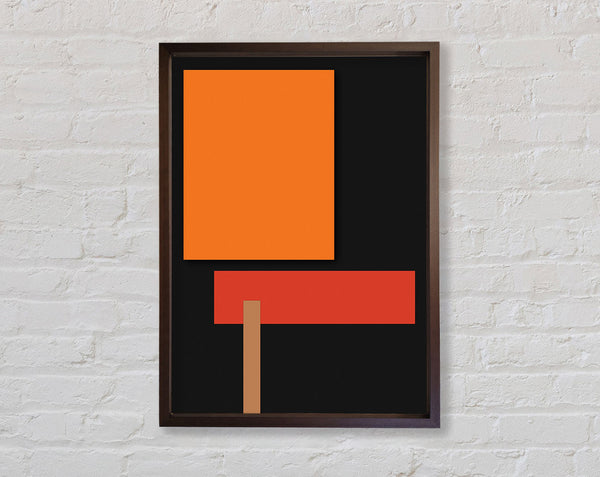 Coloured Squares With Walnut Background Framed Print