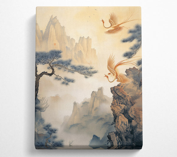  A Canvas Print of Golden Birds In Mist Canvas Print