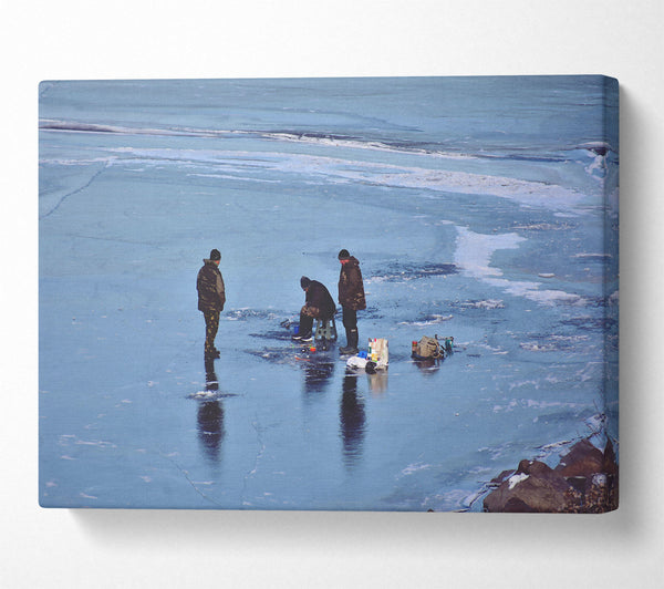  A Canvas Print of Blue Ice Fishermen Canvas Art