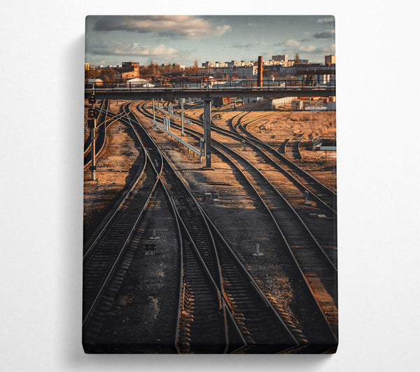  A Canvas Print of Golden Railroad Tracks Canvas Art