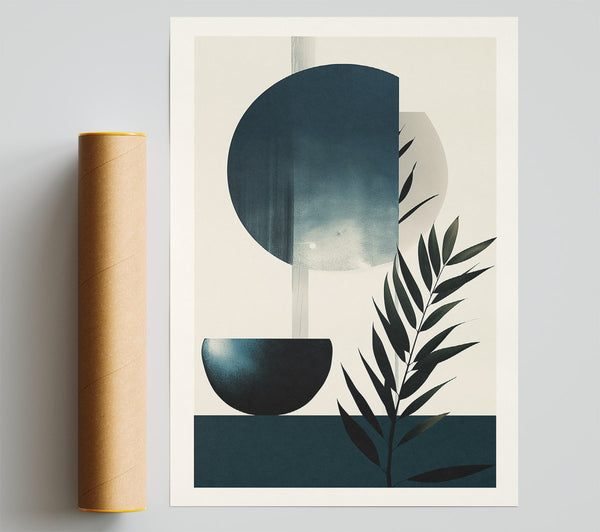 Teal Geometric Bloom Print