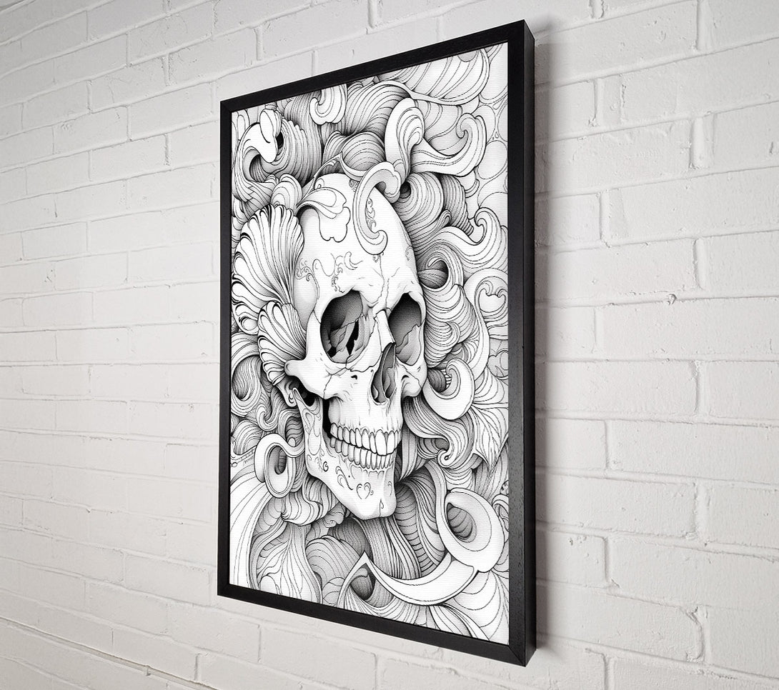 A Canvas Print of White Skull Swirls Canvas Print