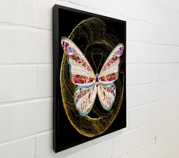 Colourful Butterfly  Gold Lines