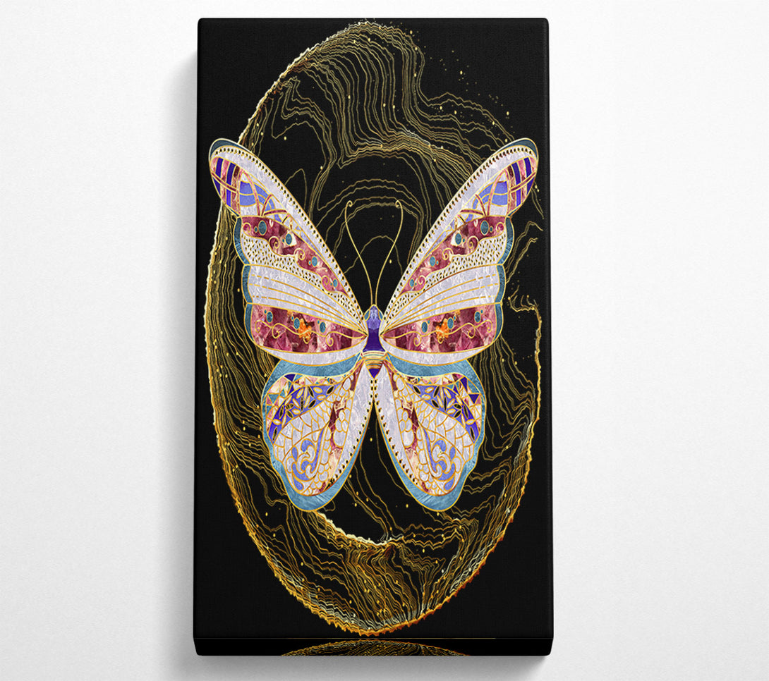  A Canvas Print of Colourful Butterfly  Gold Lines Canvas Art