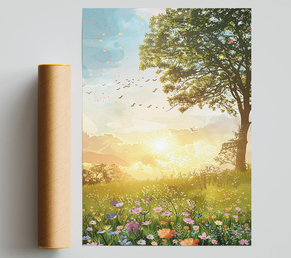 Golden Field Sunset Print