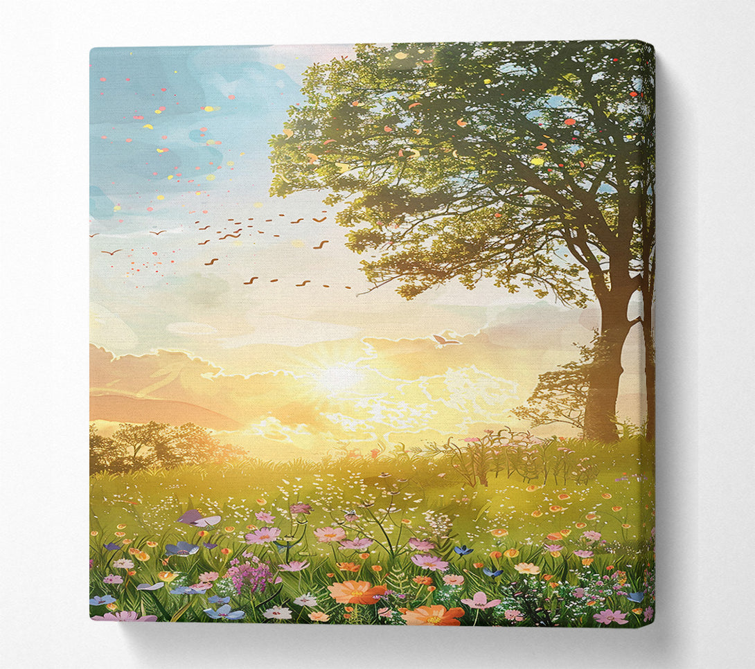  A Canvas Print of Golden Field Sunset Canvas Art