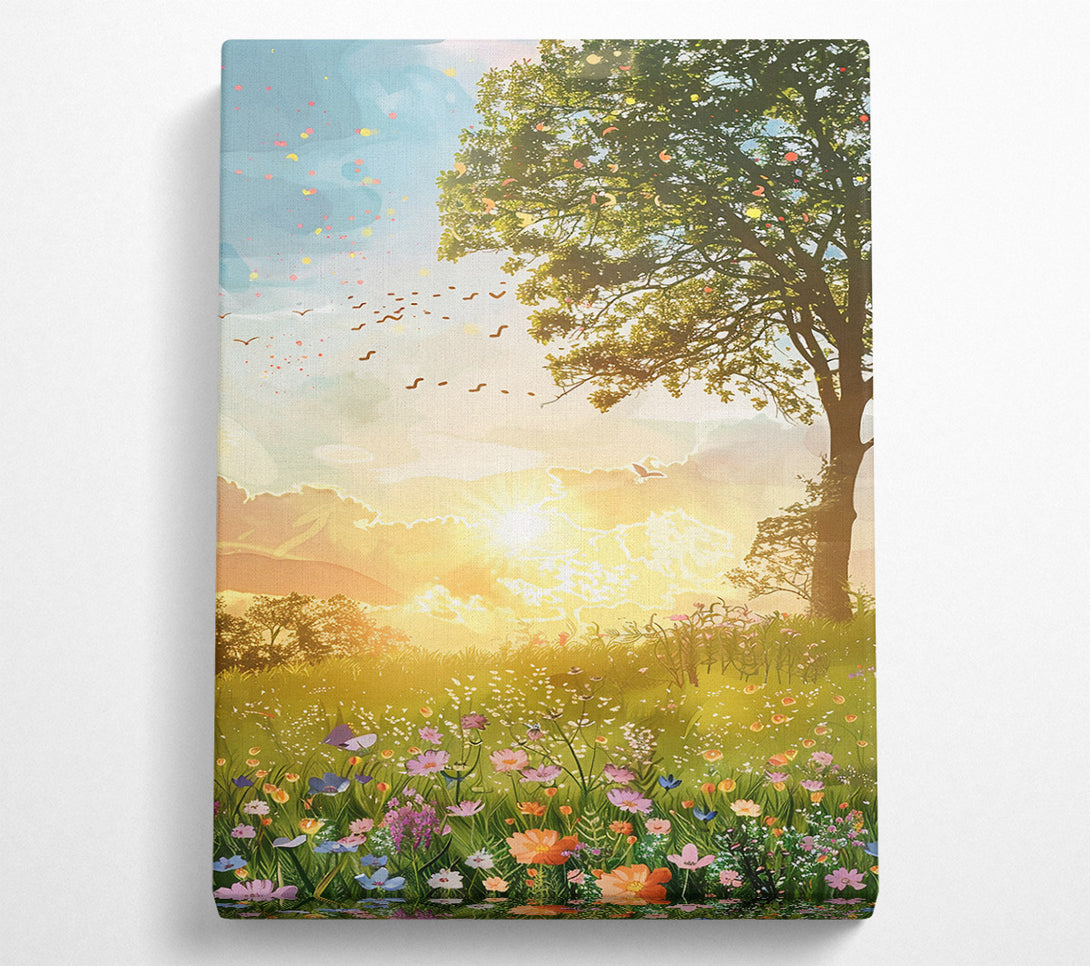  A Canvas Print of Golden Field Sunset Canvas Art
