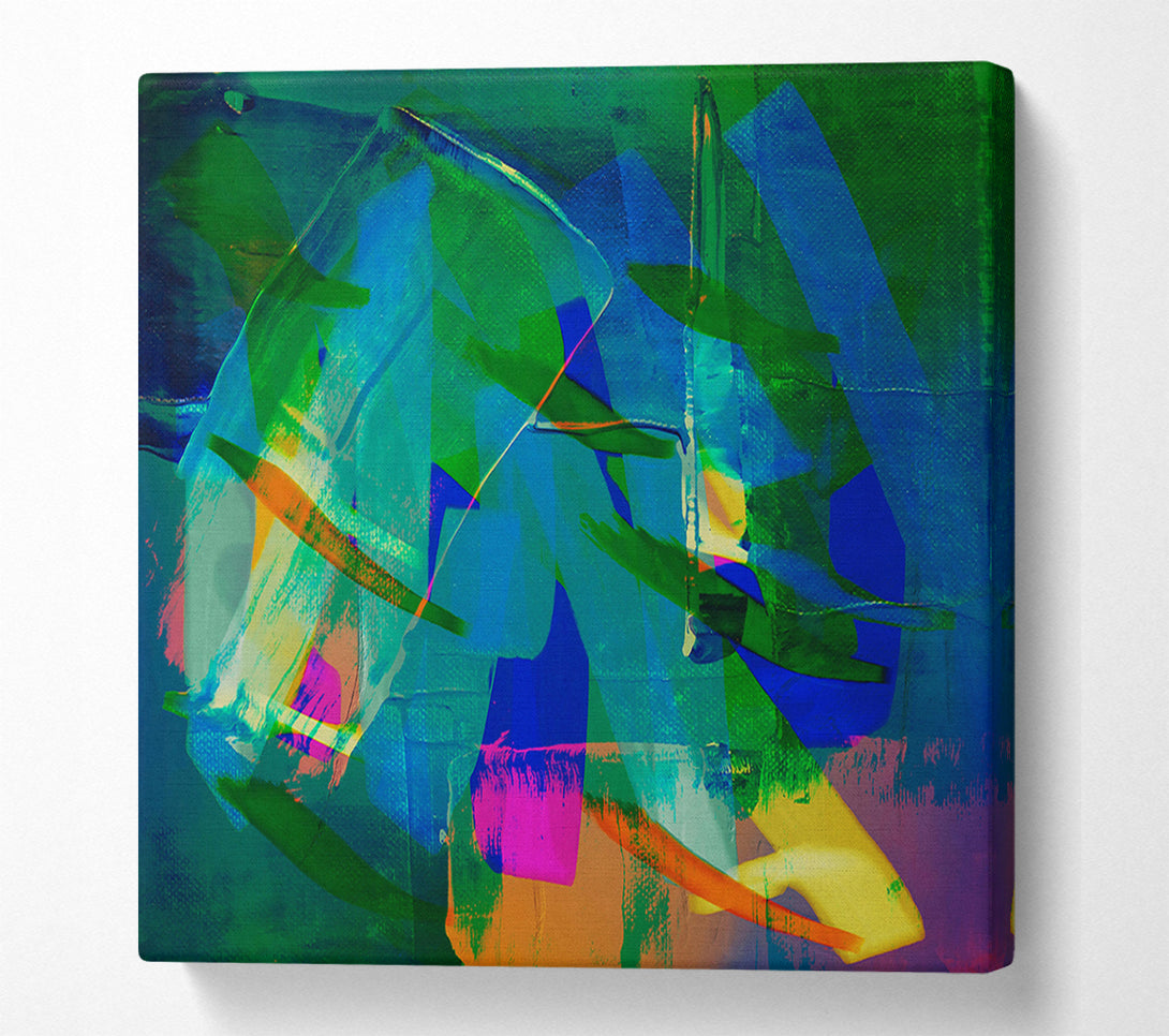  A Canvas Print of Emerald Abstract Layers Canvas Wall Art