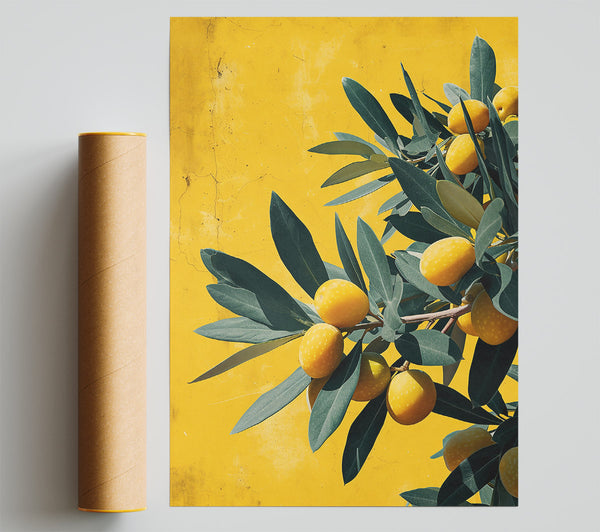 Golden Branch On Yellow Poster