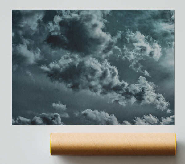 Teal Storm Clouds Poster
