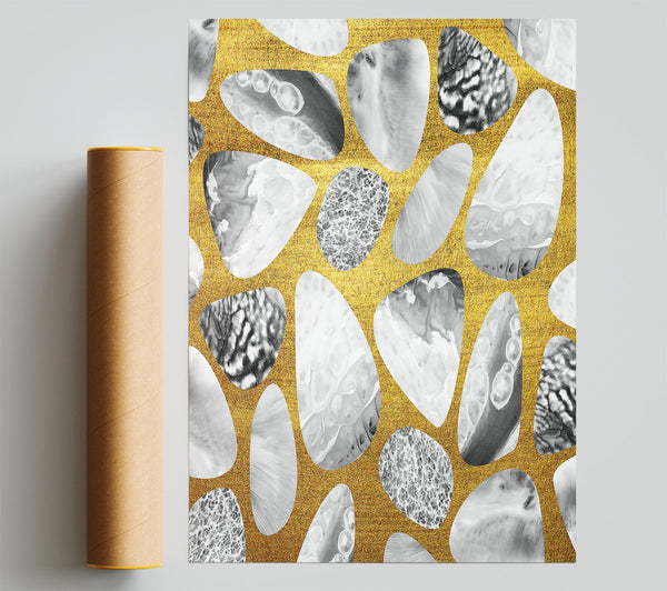 Golden Grey Pebbles Giclee Print