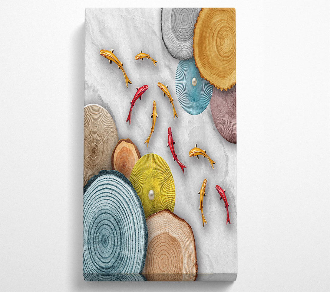  A Canvas Print of Colourful Fish Swimming Around Canvas Art
