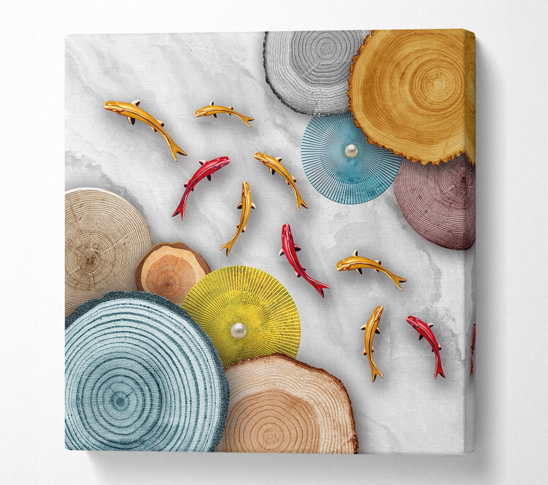  A Canvas Print of Colourful Fish Swimming Around Canvas Art