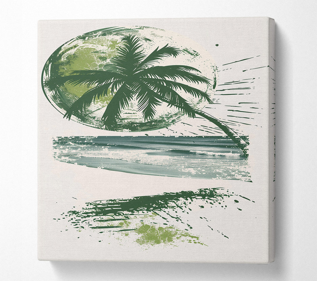  A Canvas Print of Green Palm Sunset Canvas Art
