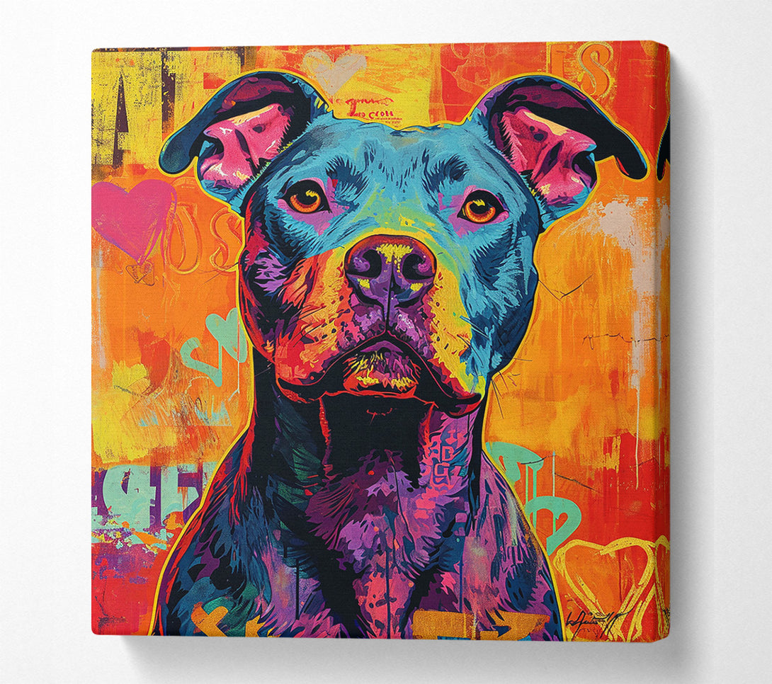  A Canvas Print of Colourful Graffiti Pitbull Canvas Wall Art